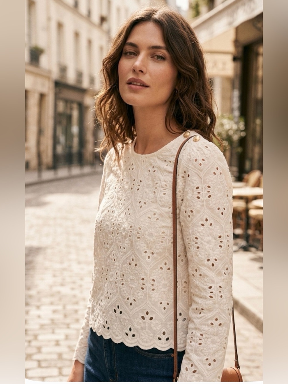 Le Petit Fleur: The Easy Clothes White Eyelet "Paris Blouse": S